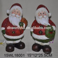 Santa claus with tree design ceramic christmas decoration